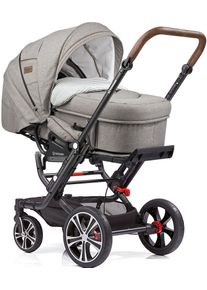 Gesslein , Kombi-Kinderwagen &raquo;F6 Air+, schwarz/tabak mit Tragetasche C2 Compact, stein meliert/Streifen&laquo;, Made in Germany; Kinderwagen , grau