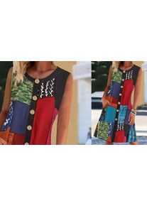 Patchwork Button-Down Summer Dress - 3 Colour & 4 Sizes