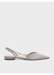 Satin Gem-Embellished Slingback Flats