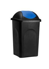 Deuba® Poubelle noir/bleu 60 litres avec couvercle
