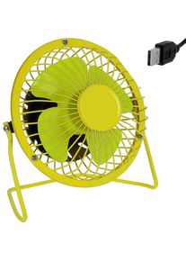 Deuba® Mini ventilateur jaune/vert USB métal inclinable à 360°