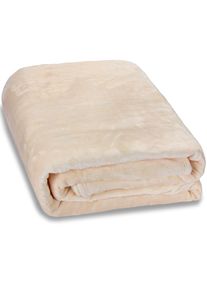 Monzana® Couverture polaire beige 200 x 150 cm 300g/m² premium