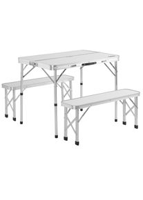 Casaria® Table de camping XXL blanc 2 bancs pliable fonction valise