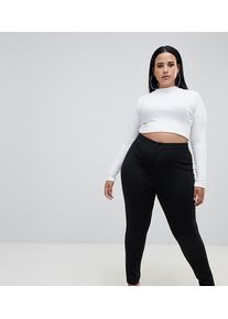 ASOS Curve ASOS DESIGN Curve high waisted stretch trousers in black