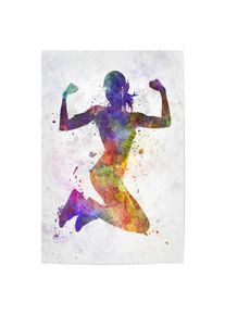Poster "Woman runner jogger jumping" artboxONE Plakater - 18x13 cm