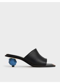 Leather Sculptural Heel Mules