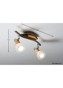 Globo LORD ceiling spotlight Light wood, matt nickel, 2-light sources