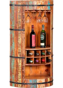 Ploß Ploß , Barschrank, aus recyceltem Altholz mit Farbresten, Shabby Chic, Vintage , bunt , natur/bunt