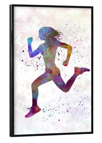 Poster with black frame "Woman runner jogger running-d" artboxONE Framed Poster