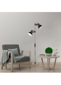 Lampadaire Steinhauer Gearwood Anthracite, Bois foncé, 2 lumières