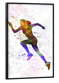 Poster with black frame "Woman runner jogger running-f" artboxONE Framed Poster
