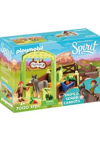 Playmobil® , Konstruktions-Spielset »Pferdebox »Snips & Herr Karotte« (70120), Spirit Riding Free«, (51 St.), Made in Germany , bunt , Spielbausteine