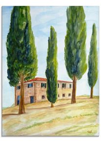 Artland Glasbild »Landhaus In Der Toskana«, Europa, (1 St.) grün, Größe B/H: 45 cm x 60 cm B/H: 45 cm x 60 cm , Rückseitiger Druck auf 4 mm Glas
