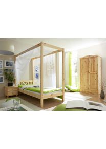 Ticaa Himmelbett »Laluna« beige, Größe Liegefläche B/L: 90 cm x 200 cm , Himmelbett