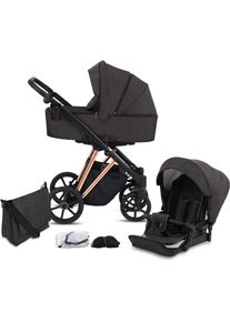 Knorrbaby , Kombi-Kinderwagen »Luzon Gold-Rosé Edition, Schiefer«, 15 kg, Gestell faltbar; Made in Europe; Kinderwagen , grau , Kinderwagen