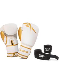 Reebok , Boxhandschuhe »12oz. Boxhandschuhe + Handbandagen gold«, (Set, 4) , goldfarben , Boxhandschuhe