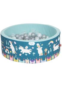 KNORRTOYS&reg; , B&auml;llebad &raquo;Soft, Unicorn petrol&laquo;, mit 150 B&auml;llen grau/wei&szlig;/transparent; Made in Europe , blau