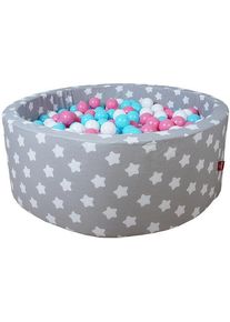 KNORRTOYS&reg; , B&auml;llebad &raquo;Soft, Grey white stars&laquo;, mit 300 B&auml;llen rose/creme/lightblue; Made in Germany , grau