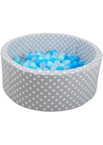 KNORRTOYS&reg; , B&auml;llebad &raquo;Soft, Grey white dots&laquo;, mit 300 B&auml;llen soft blue/blue/transparent; Made in Europe , grau