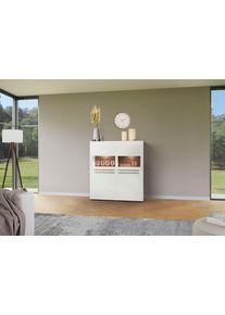 Gwinner , Highboard »Bellano«, mit Akzentrückwand , weiß