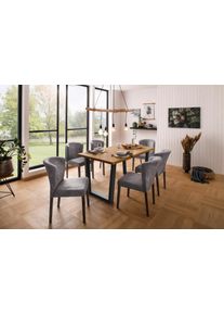 Home Affaire , Esstisch &raquo;Marne&laquo;, erstrahlt in einer pflegeleichten Holzoptik, mit einem massiven Kiefernholz Gestell, Tischplatte mit einem...