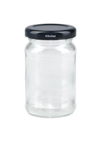 UNITWIST glazen potten 110ml ronderand glas met zwart Twist-Off deksel TO48