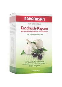Bakanasan Health products The Cardio-Vascular System and Circulation Garlic Capsules plus Olive and Hawthorn 210 Stk.