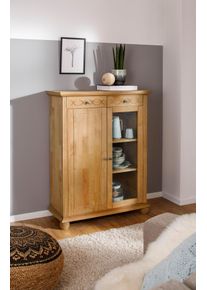 Home Affaire , Highboard »Benevento«, aus Kiefer massiv, mit Metallgriffe, Höhe 121,5 cm , beige
