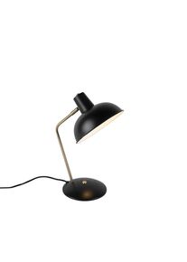 Qazqa Retro tafellamp zwart met brons - Milou