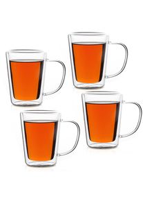 Monzana® Set de 4 verres à thé à double paroi avec anse 250 ml