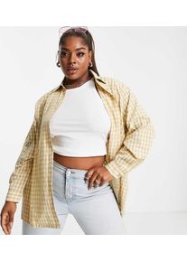 Urban Threads Plus oversized gingham checked shirt-Neutral