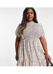 Urban Threads Plus floral bib front mini dress-White