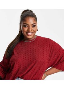 Urban Threads Plus ribbed t-shirt co-ord in polka dot-Brown