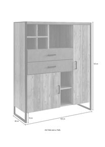 set one by Musterring , Highboard »Modesto«, mit 2 Schubladen und 2 Türen, Breite 104 cm, Höhe 133 cm , braun