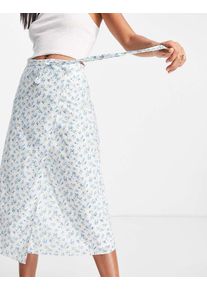 Fashion Union wrap waist midi skirt in retro floral co-ord-Multi