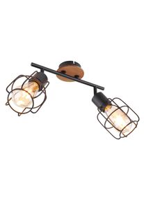 Globo WILLA Lampa Sufitowa Ciemne drewno, Czarny, 2-punktowe