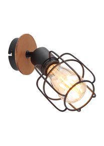 Globo WILLA Lampa ścienna Ciemne drewno, Czarny, 1-punktowy