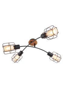 Globo WILLA Lampa Sufitowa Ciemne drewno, Czarny, 4-punktowe