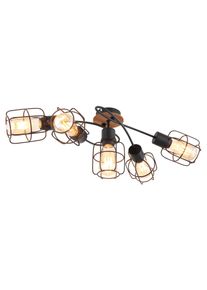 Globo WILLA Lampa Sufitowa Ciemne drewno, Czarny, 5-punktowe