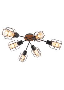 Globo WILLA Lampa Sufitowa Ciemne drewno, Czarny, 6-punktowe