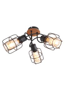 Globo WILLA Lampa Sufitowa Ciemne drewno, Czarny, 3-punktowe