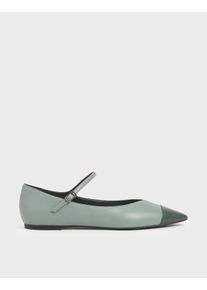 Two-Tone Pointed Toe Mary Jane Flats