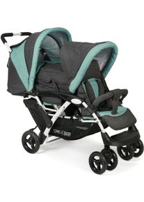 CHIC 4 BABY Chic4Baby , Geschwisterwagen »Duo, melange mint«, mit feststellbaren Doppelschwenk-Vorderrädern; Kinderwagen , grau , Kinderwagen