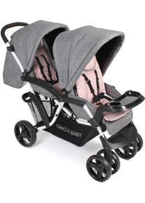 CHIC 4 BABY Chic4Baby , Geschwisterwagen »Doppio, Melange Rosa«, 30 kg, Kinderwagen , grau , Kinderwagen