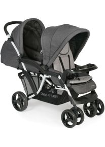 CHIC 4 BABY Chic4Baby , Geschwisterwagen »Doppio, Melange anthrazit«, mit feststellbaren Doppelschwenk-Vorderrädern; Kinderwagen , grau , Kinderwagen