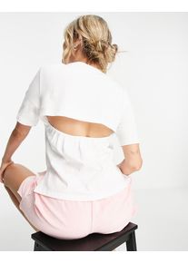 Urban Revivo cut-out detail t-shirt in white-Brown