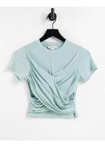 Urban Revivo twist front t-shirt in dark aqua green