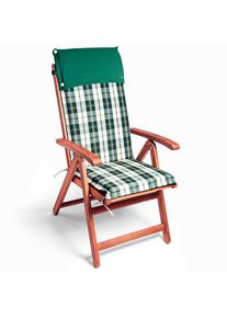 Detex® Set di 6 imbottiture per sedia verde-bianco a scacchi