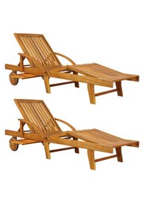 Casaria® Set 2x Lettino "Tami Sun" legno acacia