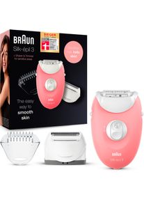 Braun , Epilierer &raquo;Silk-&eacute;pil 3 SE 3-440&laquo;, Starter 3-in-1 Haarentfernung , rosa , Mit Rasierer- und Trimmeraufs&auml;tzen, ideal f&uuml;r empfindliche Bereiche